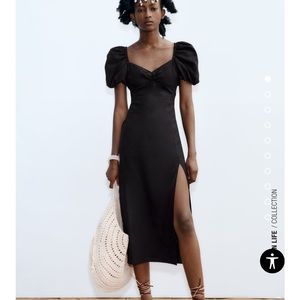 Zara Black Linen Dress Medium - NWT!